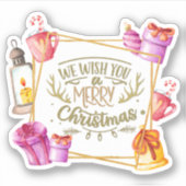 聖降誕祭お目出とうございますピンクと紫 シール (正面)