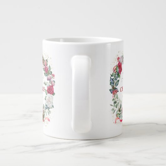 聖降誕祭お目出とうございますリース ジャンボコーヒーマグカップ (裏面)