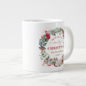 聖降誕祭お目出とうございますリース ジャンボコーヒーマグカップ (正面右)