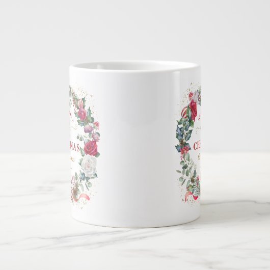 聖降誕祭お目出とうございますリース ジャンボコーヒーマグカップ (正面)