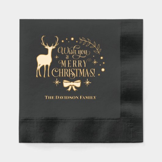 聖降誕祭お目出とうございます企業の。 箔ナプキン (正面)