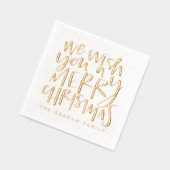 聖降誕祭お目出とうございます金ゴールド 箔ナプキン (左)