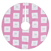 聖降誕祭お目出とうじゃないか |ホットピンクタイポグラフィ ブラッシュドポリエステルツリースカート (正面)