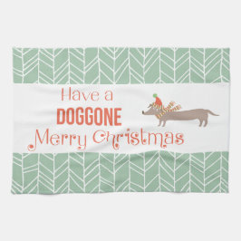 聖降誕祭お目出とうの犬 キッチンタオル