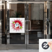 聖降誕祭お目出とうサンタクロースの窓がしがみつく ウィンドウサイン (オフィスドア)