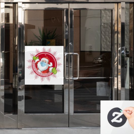 聖降誕祭お目出とうサンタクロースの窓がしがみつく ウィンドウサイン (オフィスドア)