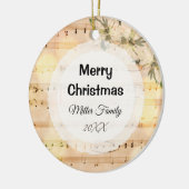 聖降誕祭お目出とうパーソナライズされたヴィンテージシート音楽 セラミックオーナメント (左)