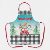 聖降誕祭お目出とうパーソナライズされた赤 エプロン (正面)