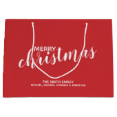 『聖降誕祭お目出とうパーソナライズされた』の姓（けい）Red ラージペーパーバッグ (正面)