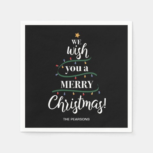 聖降誕祭お目出とうパーソナライズされた スタンダードカクテルナプキン (正面)