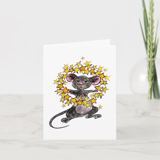 聖降誕祭お目出とう新年の星マウス カード (正面)