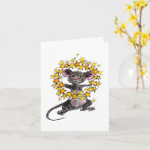 聖降誕祭お目出とう新年の星マウス カード (黄色い花)