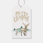 聖降誕祭お目出とう森の動物たち冬の風景 ギフトタグ (正面)