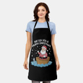 聖降誕祭お目出とう漁師魚釣り エプロン (着用した状態)