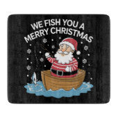 聖降誕祭お目出とう漁師魚釣り カッティングボード (正面)