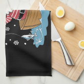 聖降誕祭お目出とう漁師魚釣り キッチンタオル (四つ折り)