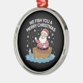 聖降誕祭お目出とう漁師魚釣り メタルオーナメント (左)