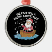 聖降誕祭お目出とう漁師魚釣り メタルオーナメント (正面)