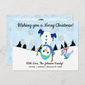 聖降誕祭お目出とう逆さまのお雪だるま ポストカード (正面/裏面)