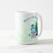 聖降誕祭お目出とう雪だるまと聖降誕祭 コーヒーマグカップ (正面右)