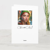 聖降誕祭お目出とう |かわいい小妖精や小人 サンキューカード (裏面)