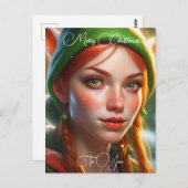 聖降誕祭お目出とう |かわいい小妖精や小人 ポストカード (正面/裏面)