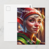 聖降誕祭お目出とう |かわいい小妖精や小人 ポストカード (正面/裏面)