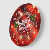聖降誕祭お目出とう、きらきら、グリッター ラージ壁時計 (傾斜)