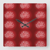 「聖降誕祭お目出とう」のクリスマス時計 スクエア壁時計 (正面)