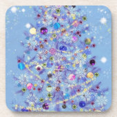 聖降誕祭お目出とう – クリスマスツリー コースター (正面)