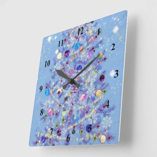 聖降誕祭お目出とう – クリスマスツリー スクエア壁時計 (傾斜)