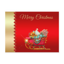 聖降誕祭お目出とう、サンタのそり、クリスマスプレゼント、赤
