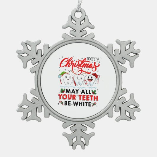 聖降誕祭お目出とう スノーフレークピューターオーナメント (正面)