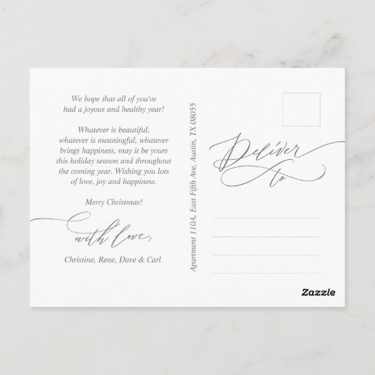 聖降誕祭お目出とう、季節のお目出とう、書道に挨拶 ポストカード (裏面)