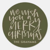 「聖降誕祭お目出とう」常緑樹 ラウンドシール (正面)