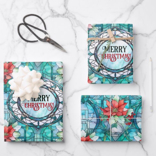 「聖降誕祭お目出とう！」 編集可能なスローガン ラッピングペーパーシート (正面)