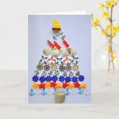 聖降誕祭お目出とう – 航海のクリスマスツリー カード (黄色い花)