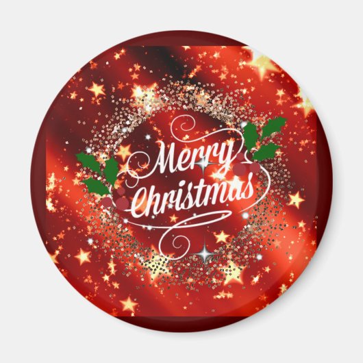 聖降誕祭お目出とう、輝きとグリッター マグネット (正面)