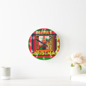 聖降誕祭お目出とのまわりにう世の中が幸せだ ラウンド壁時計 (ホーム)