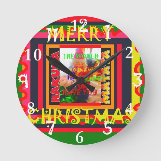 聖降誕祭お目出とのまわりにう世の中が幸せだ ラウンド壁時計 (正面)