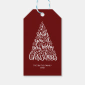 聖降誕祭お目出度うタイポグラフィ文字 ギフトタグ (正面)