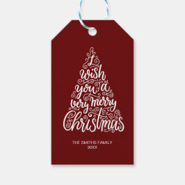 聖降誕祭お目出度うタイポグラフィ文字 ギフトタグ