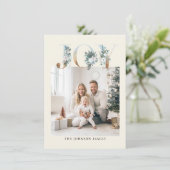 聖降誕祭お目出度うモダン、写シンプル真 シーズンカード (スタンド正面)