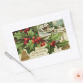 聖降誕祭お目出度うヴィンテージ 長方形シール (封筒)