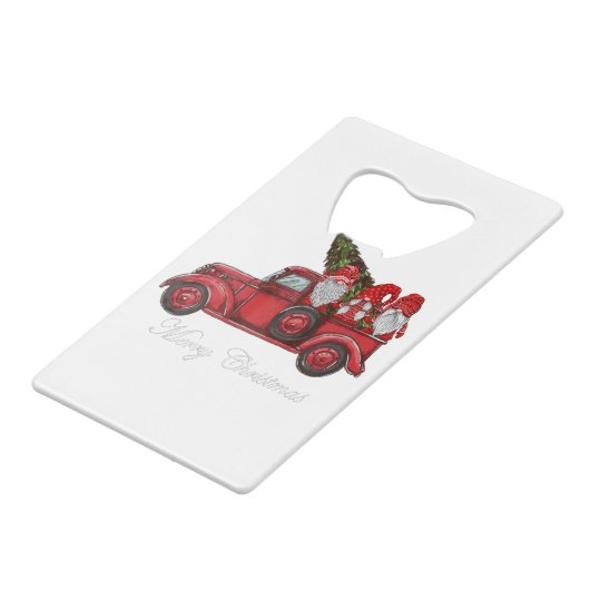 聖降誕祭お目出度う三人の格言と赤いトラックに クレジットカード栓抜き (裏面アングル)