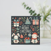 聖降誕祭お目出度う可愛いサンタバニー シーズンカード (スタンド正面)