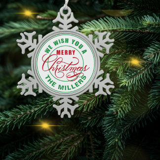 聖降誕祭お目出度う名前をカスタムする スノーフレークピューターオーナメント