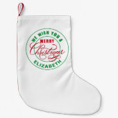 聖降誕祭お目出度う名前をカスタムする スモールクリスマスストッキング (正面)