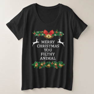 聖降誕祭お目出度う汚い動物 プラスサイズTシャツ