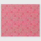 聖降誕祭お目出度う白と赤のパターン ラッピングペーパー (フラット)